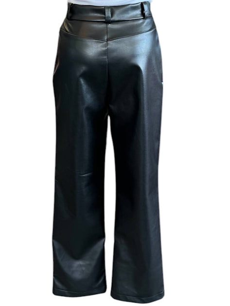 GLAM Women's High-Waisted Faux Leather Pants Blue Small 3