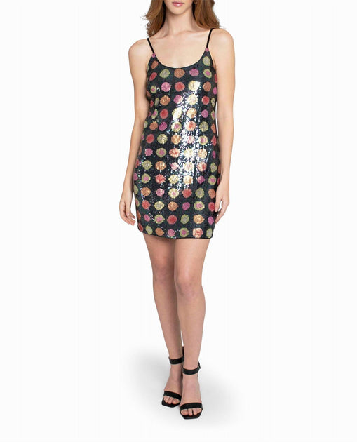 Nicole Miller Radiant Aura Dot Sequin Mini Dress Schwarz Large 2