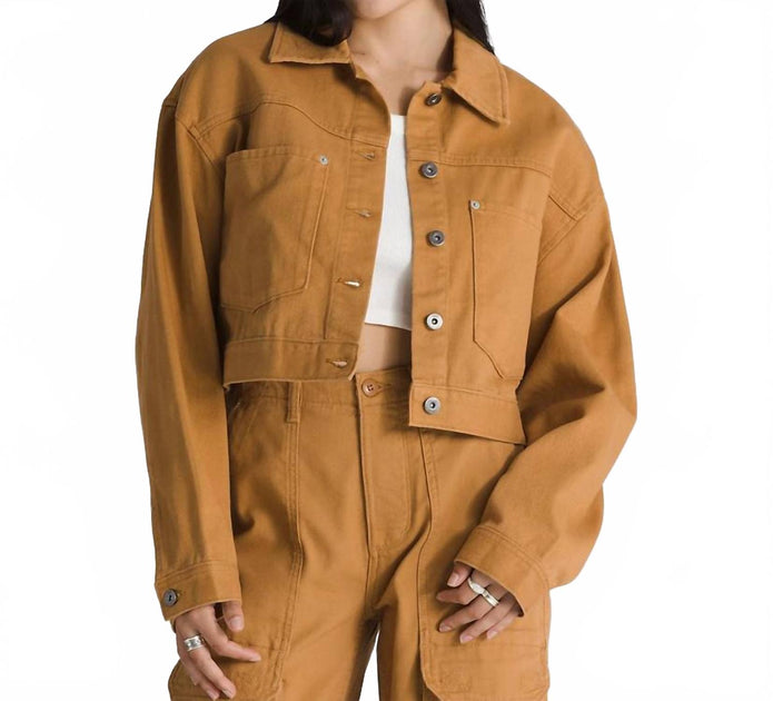 Vans Raynes Crop Trucker Jacket Brown XXL 2