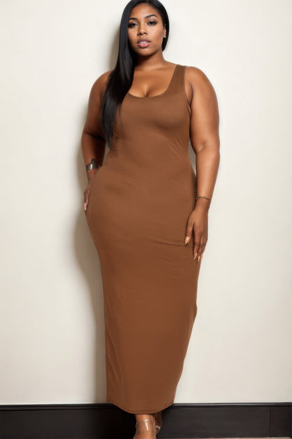 TRUEDAMES Plus Solid Basic Maxi Dress Yellow 3X 9