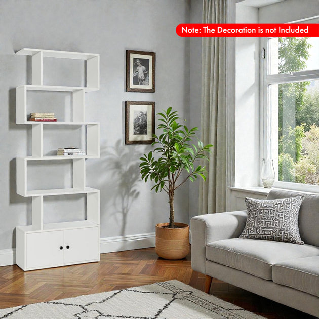 Hivvago 6-Tier Geometric Display Bookcase White 3