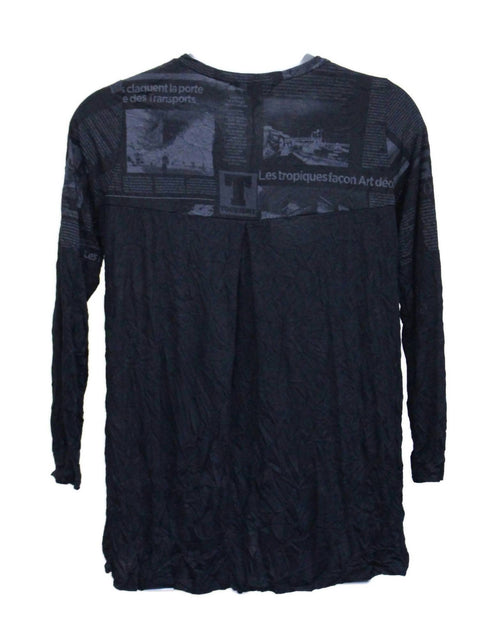 Comfy USA Damenshirt Newsprint Crinkle Top Blau 1X 4