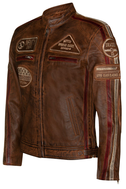 Infinity Men's Racing Biker Leather Jacket White XXX-Large 3