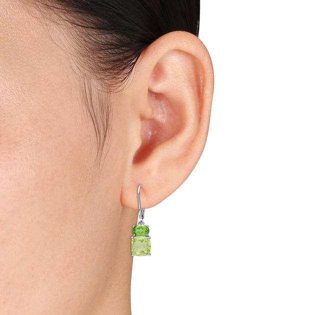 Mimi & Max Peridot Lemon Quartz Leverback Earrings Green 3