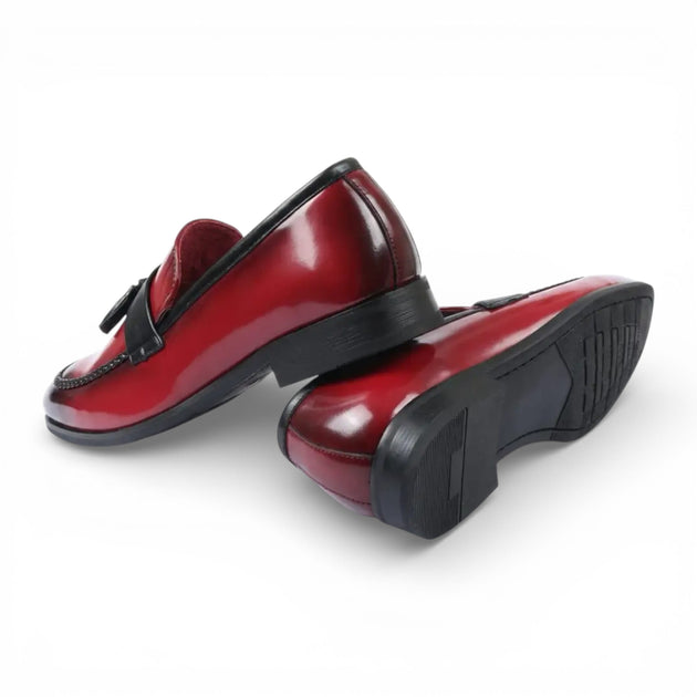 Infinity Tassel Faux Leather Loafers Red EU 46 4