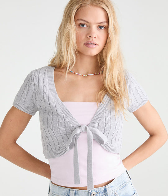 Aeropostale Strick-Shrug mit Schleife Multi XSmall 4