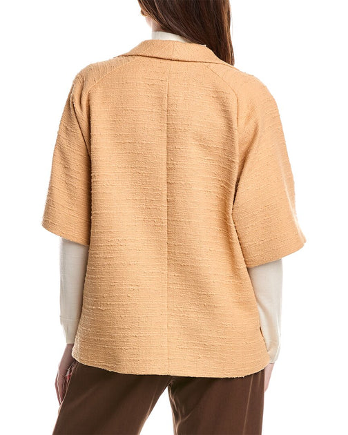 Lafayette 148 New York Wing Collar Short Sleeve Jacket Brown XL 3
