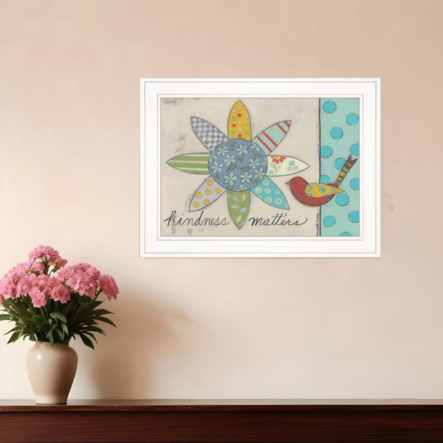 Hivvago Kindness Matters 1 Framed Print White 2