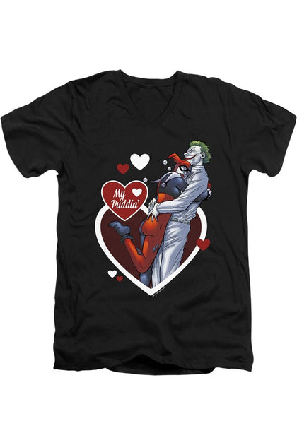 Gildan Batman My Puddin V-Neck T-Shirt Black XL 2