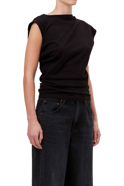 AGOLDE Beth Tee Tank Top Black Small 3