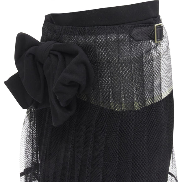 Comme Des Garcons Pleated Net Mesh Skirt Black EU 36 3