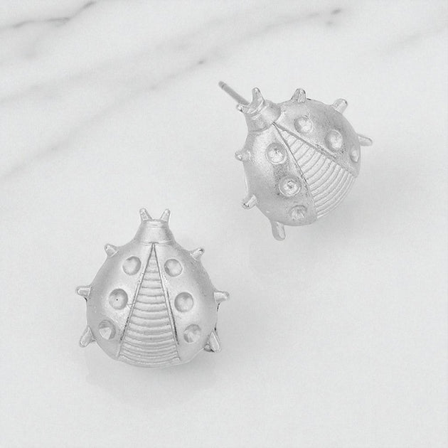 FASHNZFAB Ladybug Stud Earrings Silver 2