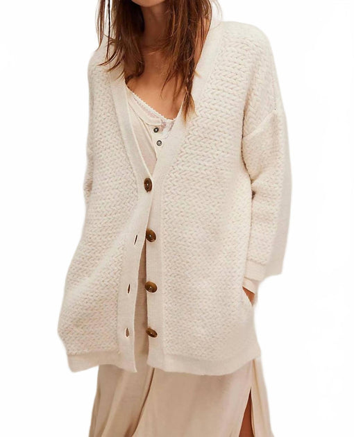 Free People Herringbone Stitch Kimono Pullover Beige Klein 3