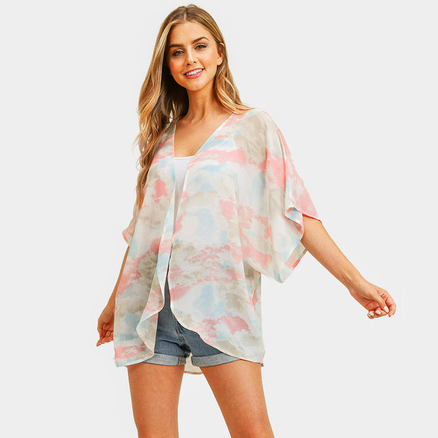 TRUEDAMES Tie Dye Cover Up Kimono Poncho Multi One Size 3
