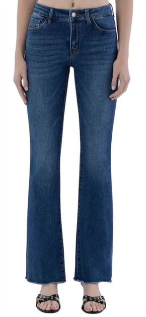 LOVERVET Mid Rise Raw Hem Bootcut Jeans Blue 28 2