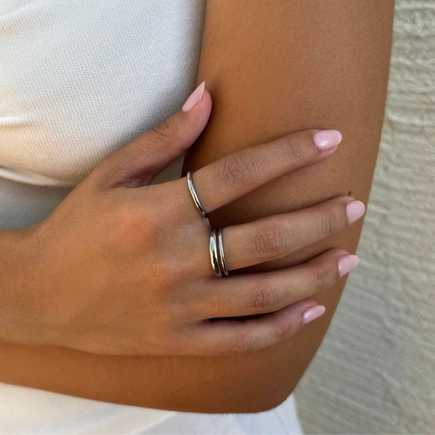 Adornia Stacking Band Set Silver US 6 3