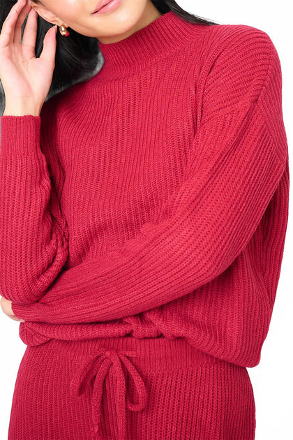 Gibsonlook Funnel Neck Long Sleeve Sweater Red Medium 3
