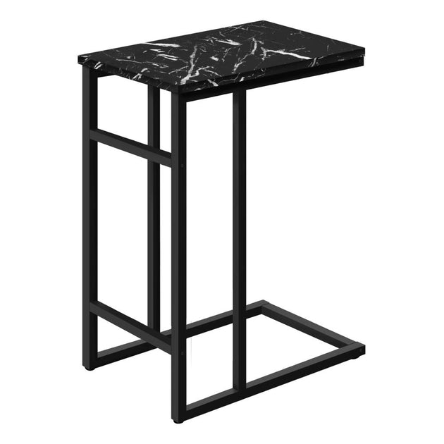 Monarch Accent Table C-Shaped Black Marble 2