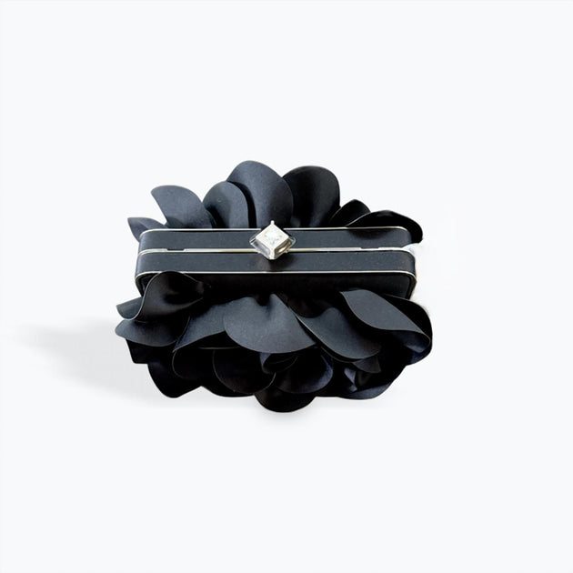Cejon 3-D Laser Cut Floral Clutch Black One Size 2