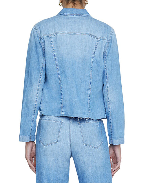 L'AGENCE Janelle Slim Raw Jacket Blue XLarge 3