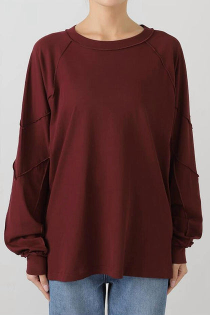 6397 Inside Out Raglan Top Red Large 2