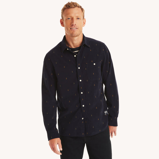 Nautica Printed Corduroy Shirt Blue Large 2