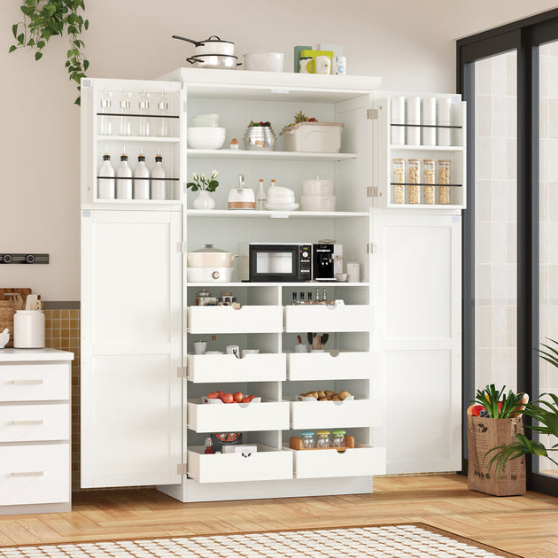 Streamdale Freestanding Kitchen Pantry Cabinet White 2