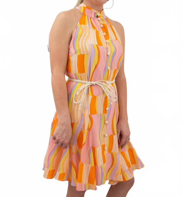 FATE Robe Mini Côtelée Col Haut Colorée Orange Medium 3