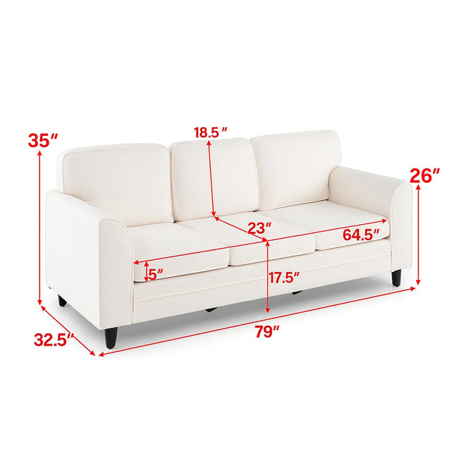 Hivvago 3-Seater Upholstered Sofa Gray 5