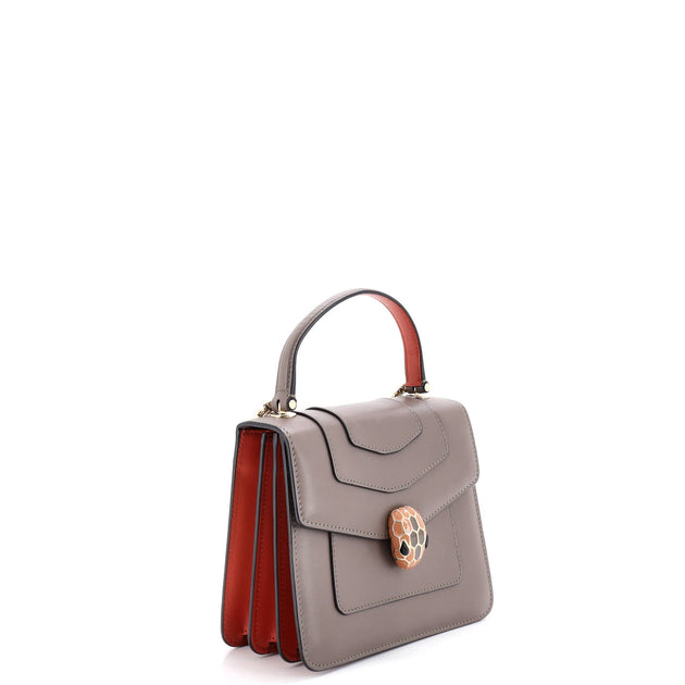 Bvlgari Serpenti Forever Top Handle Bag Leather Small Grey 4