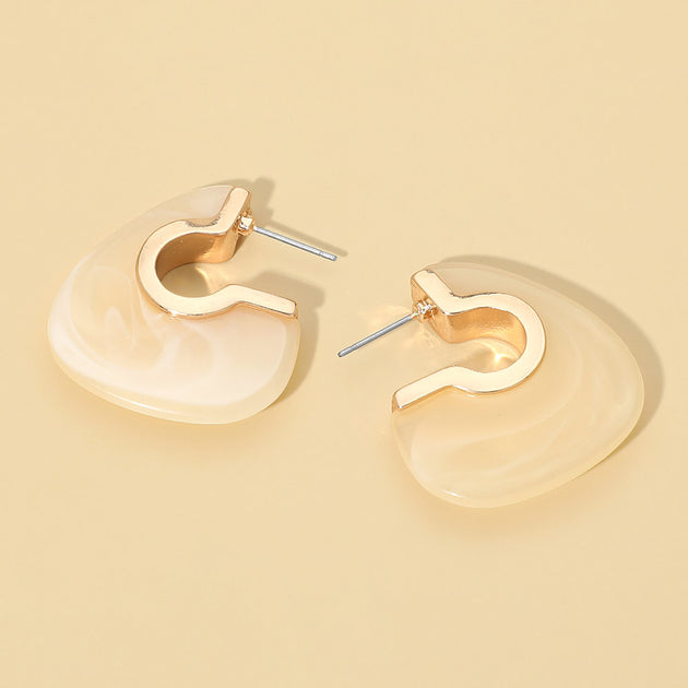 FASHNZFAB Abstract Hoop Earrings Pink 4