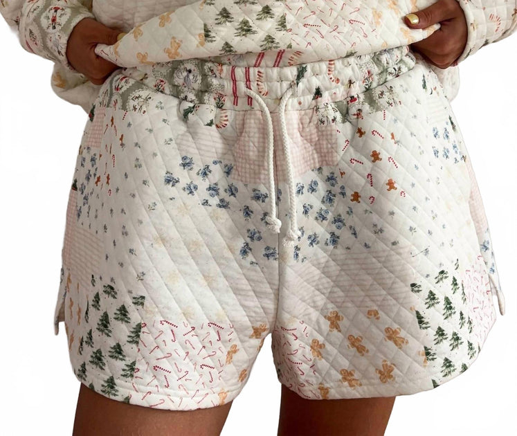 Sunkissed Coconut Christmas Holiday Quilted Shorts White Medium 2