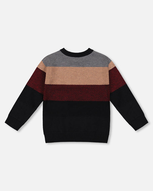 Deux par Deux Strickpullover mit Farbblöcken Rot und Schwarz rot US 5T 4
