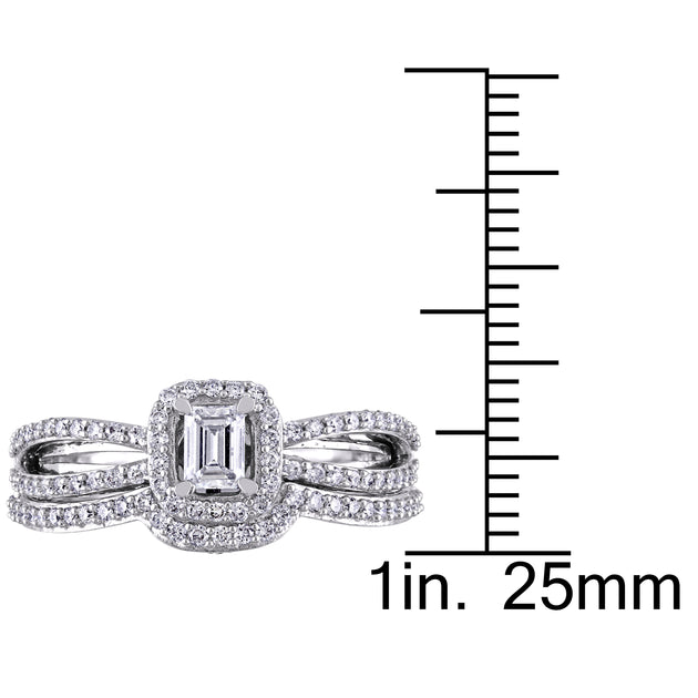 Mimi & Max Emerald Diamond Halo Bridal Set White Gold US 9 4