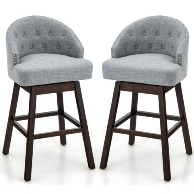 Hivvago Set of 2 Swivel Bar Stools Gray 3