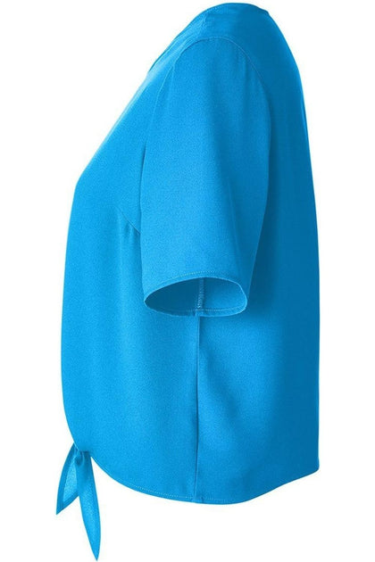 Devon & Jones Perfect Fit Tie Front Blouse Blue XSmall 4