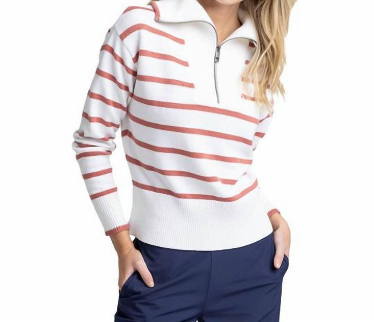 Southern Tide Maizy Quarter Zip Sweater White Large 2