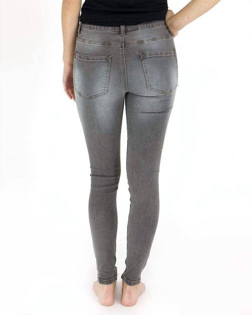 Grace and Lace Button Fly Distressed Jeggings Grey US 10 3