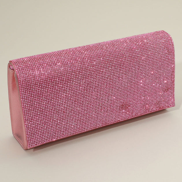 FASHNZFAB Bling Studded Clutch Crossbody Bag Silver One Size 4