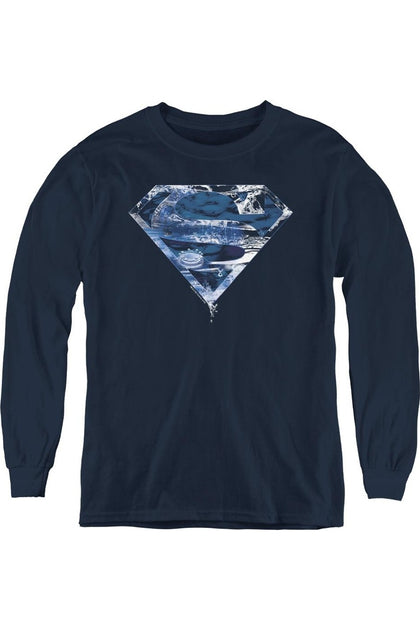Gildan Superman Water Shield Long Sleeve Tee Blue XLarge 2