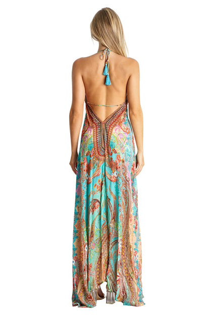 La Moda Clothing Cassini Halter Maxi Dress Multi Small/Medium 4