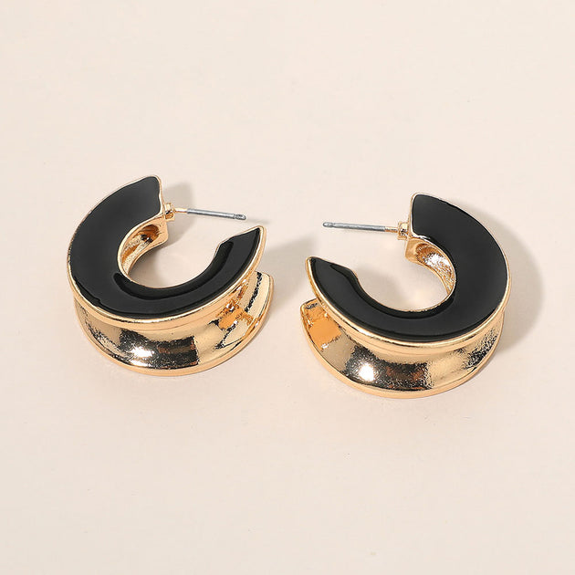 FASHNZFAB Chunky Open Hoop Earrings Silver 5