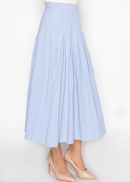 Yal New York Light Blue Flow Midi Skirt Blue Small 4