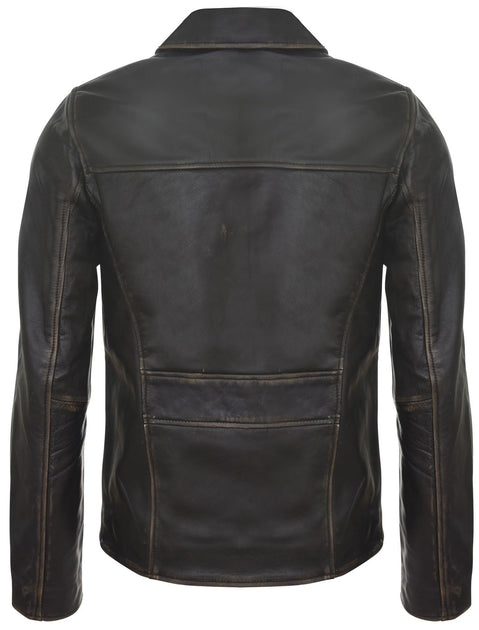 Infinity Men's Harrington Cow Hide Leather Jacket Black 4XLarge 4