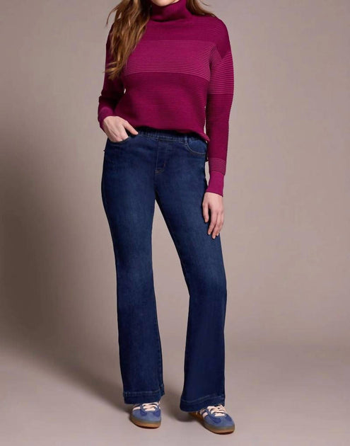 TRIBAL Audrey Stretch Denim Pull-On Flare Jeans Blue XLarge 3