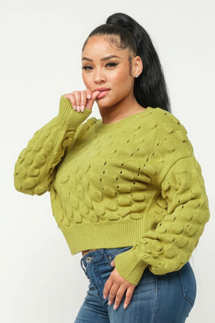 TRUEDAMES Checker Sweater Top Green Small 4
