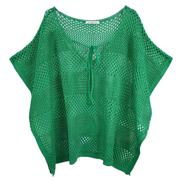 TRUEDAMES Crochet Cover Up Top Blue One Size 3