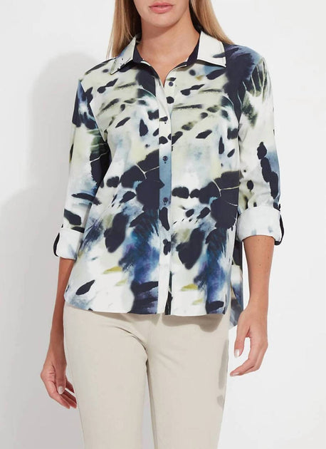 Lysse Roll Tab Connie Button Down Shirt Blue XL 2
