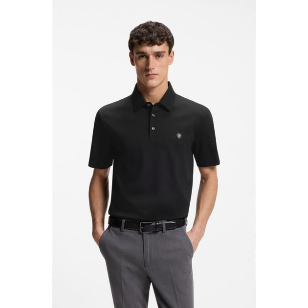 Boss Polo en Coton Mercerisé Noir Large 4