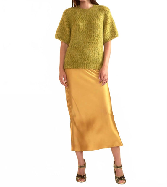 Cynthia Rowley Charmeuse Bias Skirt Gold Medium 4
